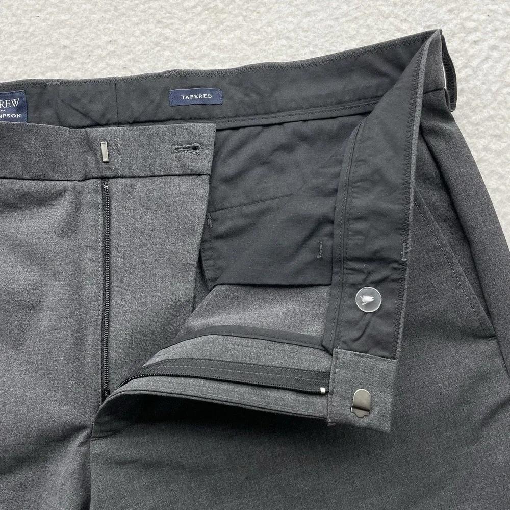 J. Crew Thompson Dress Pants Mens 38x30 (Tag 36) Wool Blend Gray Tapered Stretch
